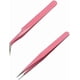 thumbnail image 1 of Eyelash Tweezers,2 Pcs Tweezers, Straight and Curved Nipper Pointed Tip Tweezers, 1 of 5