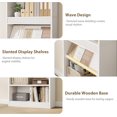 thumbnail image 4 of Modern 71" Tall Bookcase with Display Rack & Fluted Design, 5 Tier Farmhouse Bookshelf with Wood Base, Rustic Vintage Book Shelf Wood Bookshelf for Office Library, 4 of 7