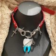 thumbnail image 2 of Fashion Trend Sub-culture Leather Collarbone Chain Temperament Tooth Necklace--Red-Product code 49604 Red, 2 of 5
