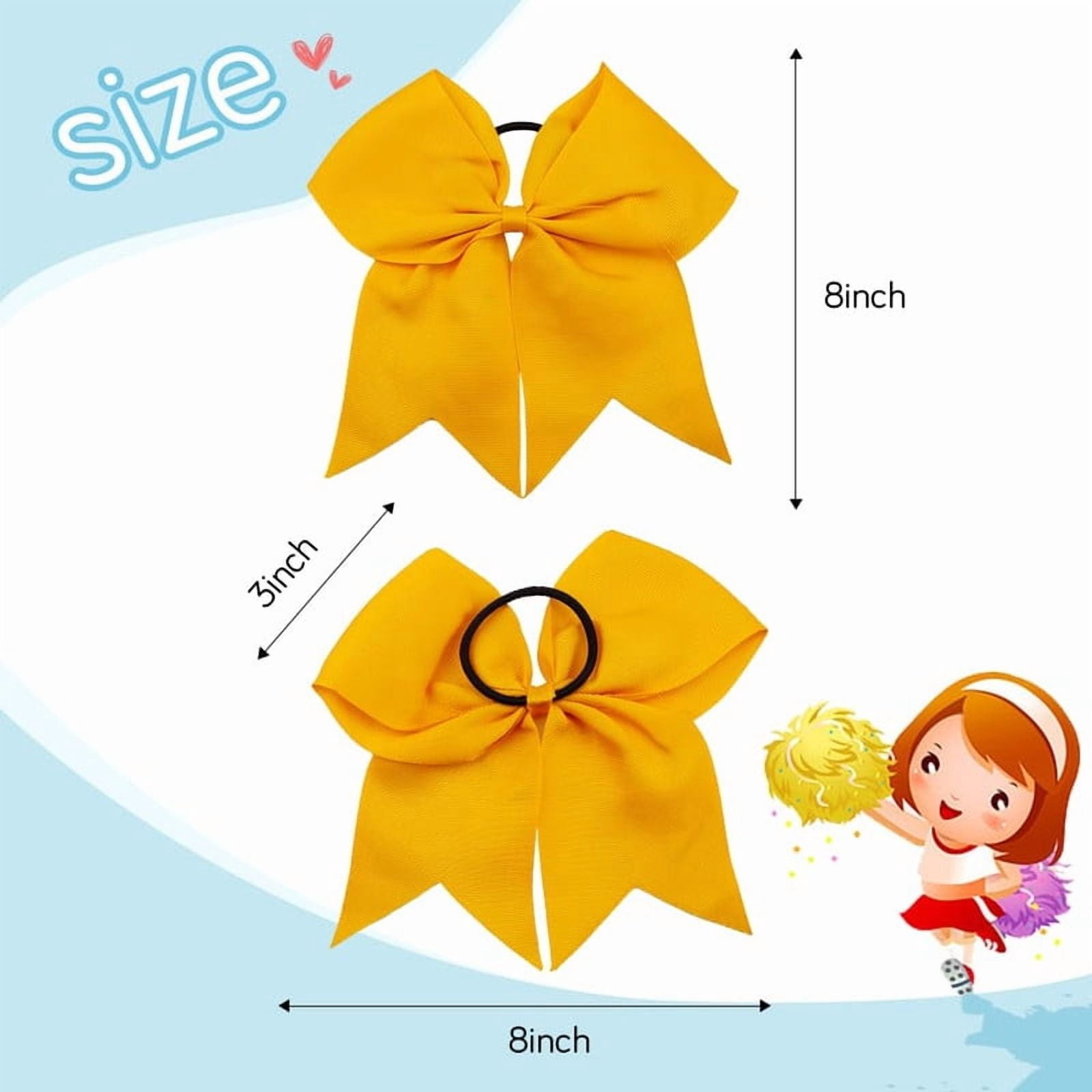 Vorkoi 2PCS Large Cheer Bows for Cheerleaders Hair Bows for Girls Softball Hair Bows Teen Girls College Sports Elastic Ponytail Holder School Cheerleading Hair Accessories 8 Inch Bows for Girls