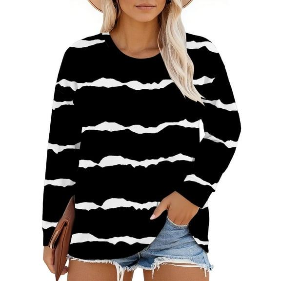 Valueadd Plus Size Women's T-shirt Long Sleeve Tops Casual Summer Tshirts Loose Fit Tee