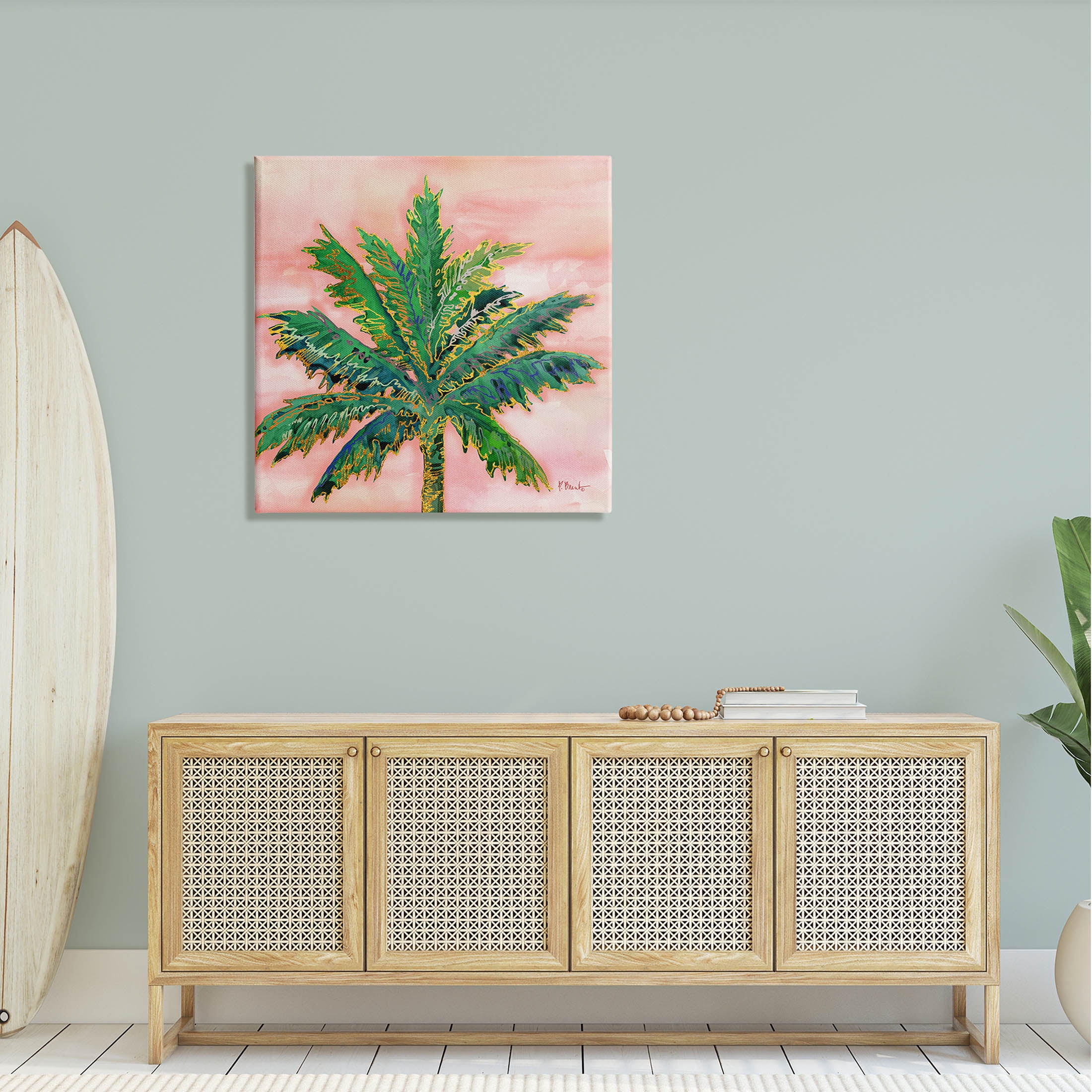 Modern Glam Outline Palm Tree Botanical & Floral Graphic Art Gallery Wrapped Canvas Print Wall Art