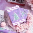 thumbnail image 3 of Christmas Purple Wrapping Paper Mini Roll, Christmas Tree Butterfly, Pink Purple Stripe Reversible Design for Winter Holiday Family Gathering, 17 inches x 32.8 Feet, 3 of 9
