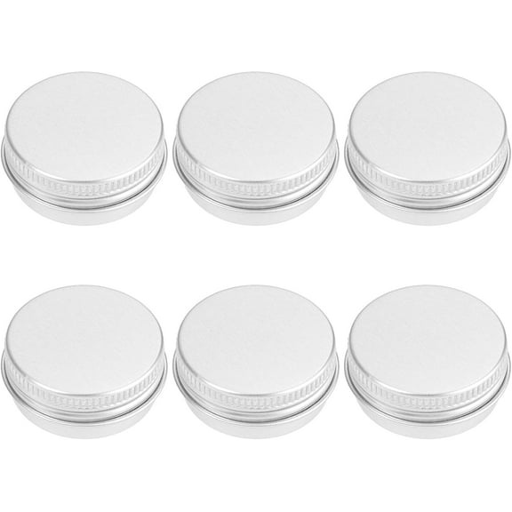 6 Pack 0.5 oz Metal Round Aluminum Tin Jar Containers with Screw Lid Leak Mini Proof Refillable Bottle Salve Tins Lip Balm Lotion Spice Cream Box for Cosmetic(silver