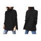 thumbnail image 3 of Suéteres de Cuello Alto de Gran Tamaño para Mujer, Larga de Murciélago, Dobladillo Abierto, Túnica, Suéter de Punto, Tops Negro L, 3 of 7