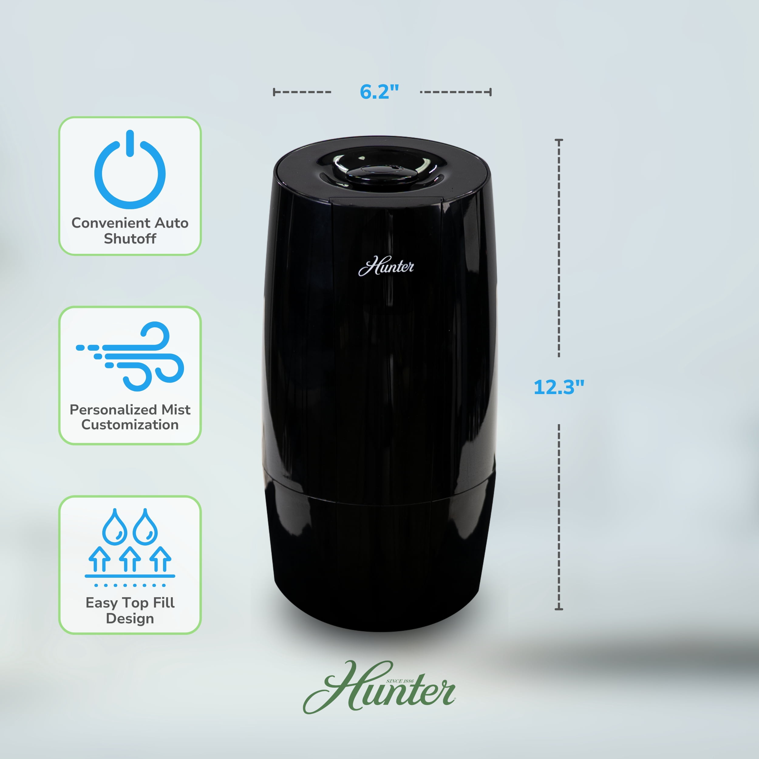 Hunter HHU400 Aspire Cool Mist 0.7 Gal Ultrasonic Humidifier, Black