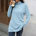 thumbnail image 5 of FAIWAD Long Sleeve Tops for Women Turtleneck Dressy Casual Knitted Pullover Sweaters Trendy Plain Side Split Clothes, 5 of 8