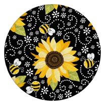 Water-Repellent Sunflower Round Tablecloth with Elastic Edge, Soft Polyester Cover for 44-52" Dining Tables