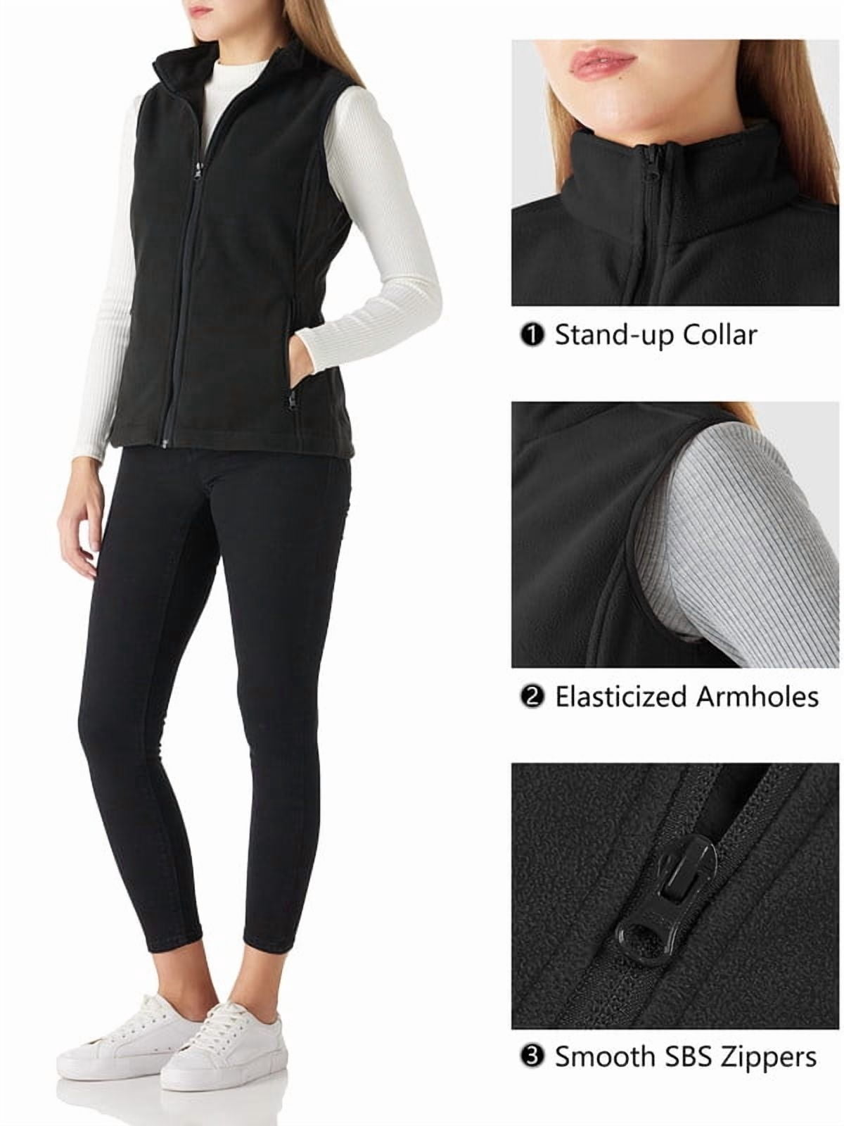 Off Road Ventures Womens Fleece Lined Vests Lightweight Zip Up Outerwear Sleeveless Vest Jacket for Running Hiking Travel