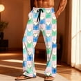 thumbnail image 2 of LIaqionyy Valentine's Day for Men's Pajamas Pants Casual Plaid Loose Lightweight Lounge Sleepwear with Pockets, 2 of 7