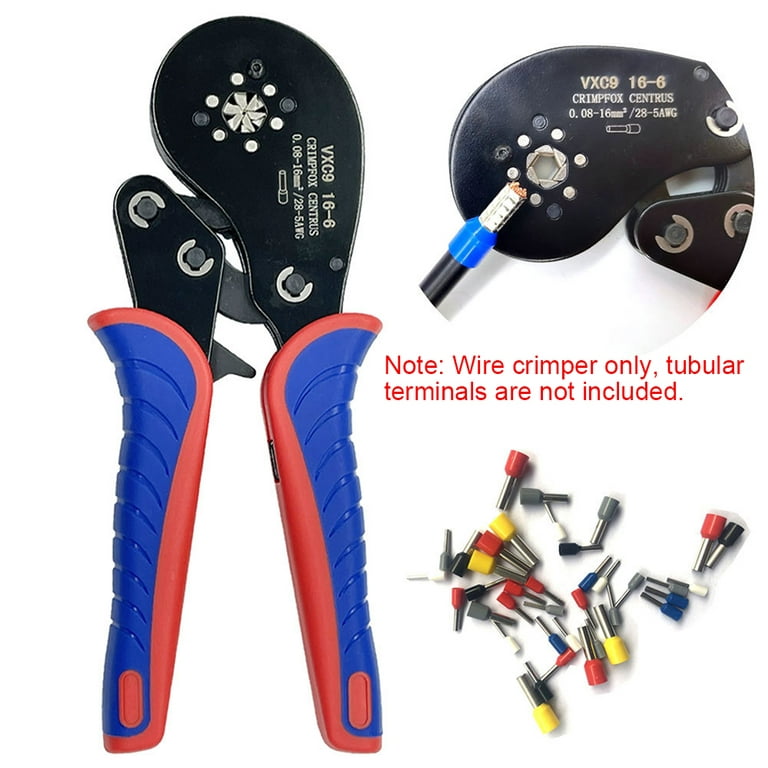 Tubular Terminal Crimping Tool 0.08-16mm² (28-5 AWG) Multifunction  Ratcheting Wire Crimper Pliers Ferrule Crimpers Electrician Hand Tool