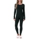 thumbnail image 1 of Conjuntos de ropa interior térmica para mujer INSPIRE CHIC con agujeros para los pulgares, manga larga y leggings, pijama de capa base para el invierno en color negro, 1 of 6