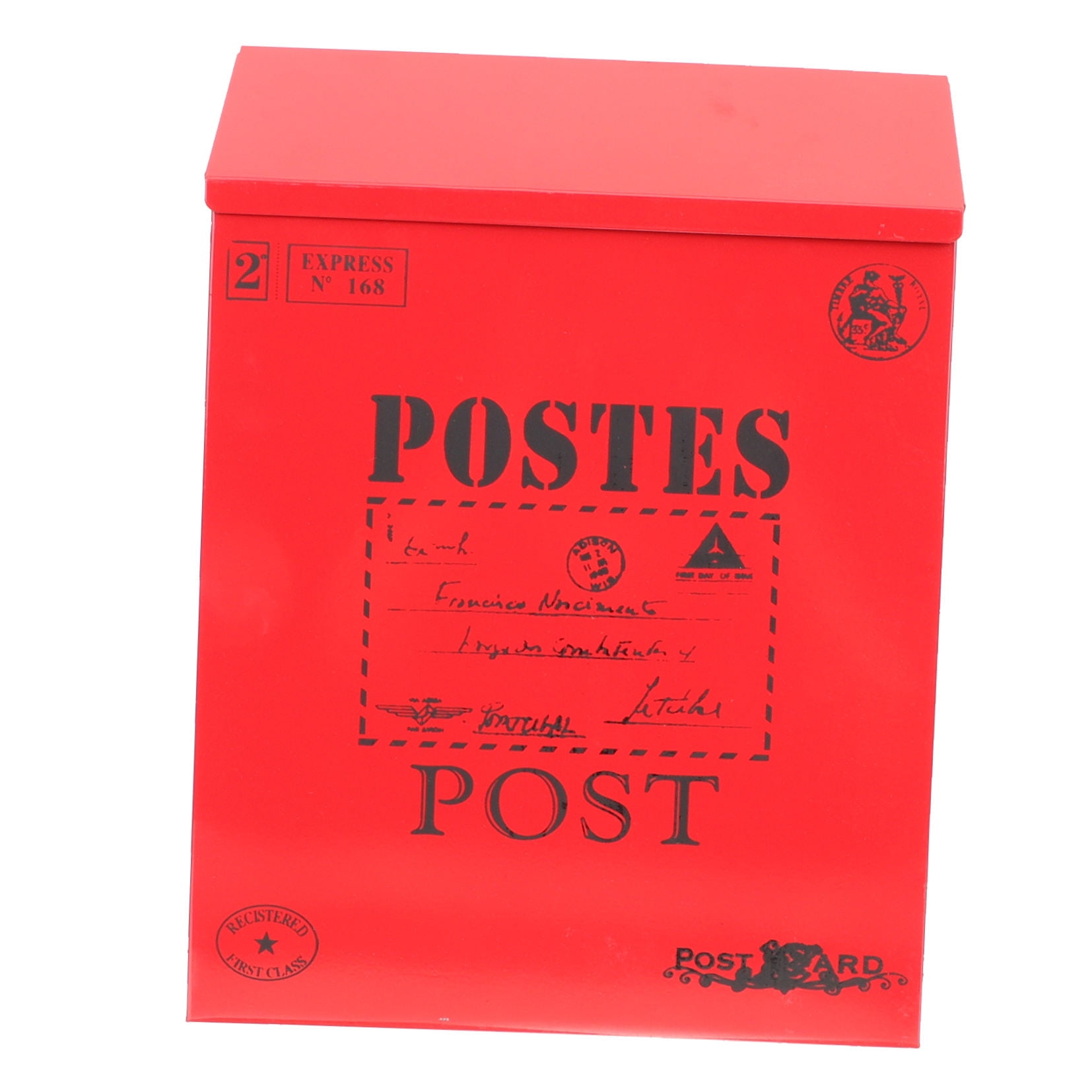 Raindrops Locking Letter Box Mailbox Iron Red 1Pack for Home and Garden