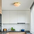 thumbnail image 6 of Globe Electric 2-Light Matte Brass Glam Flush Mount Ceiling Light with Tiered Glass Shade, 91005784, 6 of 9