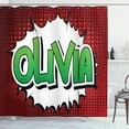 thumbnail image 1 of Ambesonne Olivia Shower Curtain, Teen Womens Given Name, 69"Wx75"L, Ruby Green and White, 1 of 3