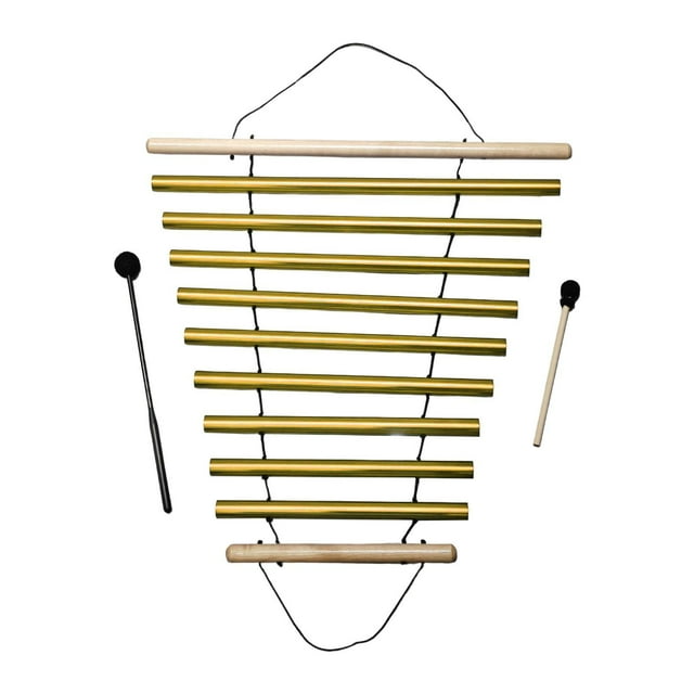 Bunblic Carillon Éolien 9 Notes Méditation Carillon Pleine Conscience Guirlande Simple Instrument Percussion pour Gestion de Classe des Enseignants Or