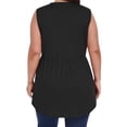thumbnail image 4 of OutfitShow Women Plus Size Blouse, Casual V Neck Sleeveless Shirt Pleated Button Tunic Top, 4 of 7