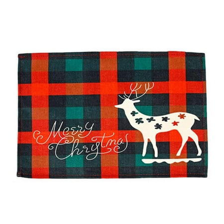 

Cotton & Burlap Placemats Red and Green Christmas Placemats Waterproof and Easy - Clean Table Mats for Christmas Table Decorations