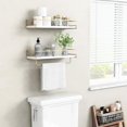 thumbnail image 2 of Juego de 2 Repisas Flotantes de Pared,Estantes Flotantes con toallero,Estante de Almacenamiento Repisas para Baño Cocina Cuarto Estar Oficina Dormitorio (Oro Blanco), 2 of 7