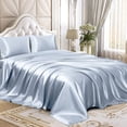 thumbnail image 1 of Juego de sábanas Homiest Satin Luxury Silky 4 piezas Queen Baby Blue, 1 of 8