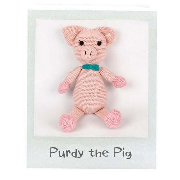 Cuddoll Newborn Pig Animal Stuff Cuddle Knit Organic Cotton Yarn Toddler Amigurumi USA Handmade 16"/40cm Adorable Gift for Kid on Easter Day