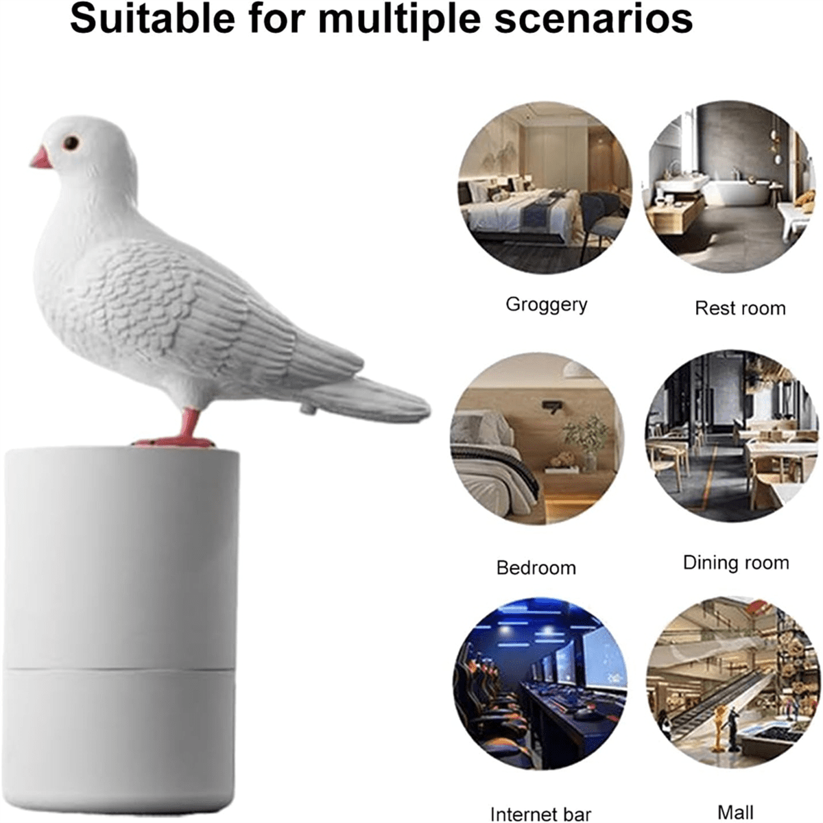Pigeons Bird Soap Dispenser, Automatic Hand Dispenser,Non-Contact Induction Foam Washer