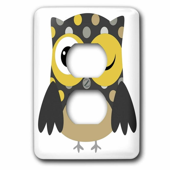 3dRose, Cute Yellow Polka Dot Owl, 2 plug outlet cover