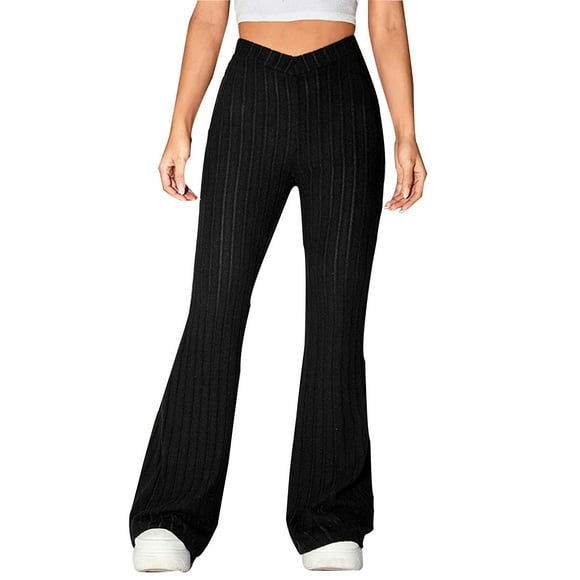 FAIWAD Crossover Flared Pants for Women High Waist Slim Stretch Bootcut Lounge Yoga Pants