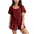 thumbnail image 2 of Censtreet Pajama Set for Women 2 Piece Loungewear Short Sleeve Tops and Shorts Set Soft Sleepwear, 2 of 6