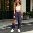 thumbnail image 2 of Linfrsh Cargo Pants for Girls Kid Convertible Water-Resistant Zip-Off Outdoor Pants with Drawstring and Pockets (Navy,11-12 Years), 2 of 6