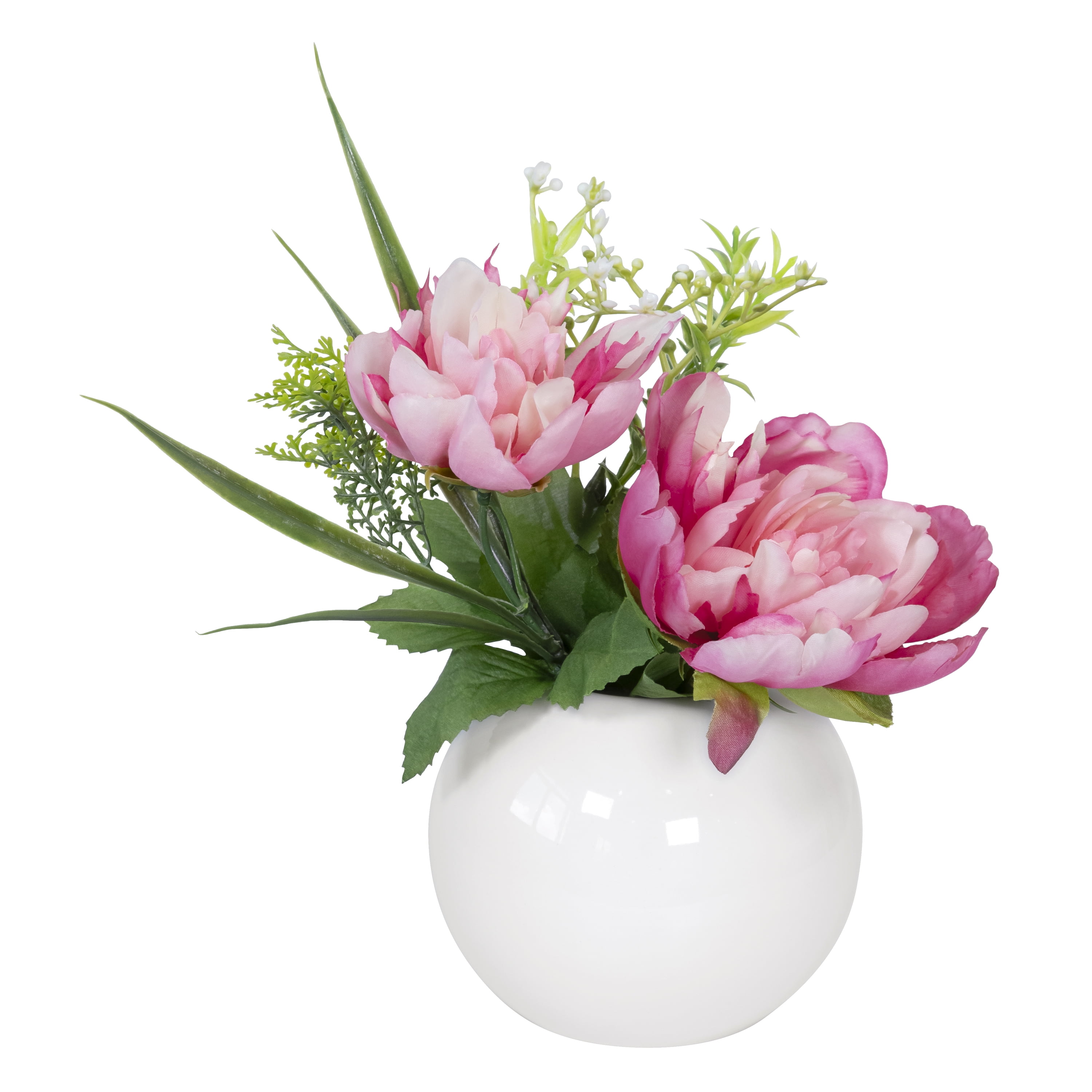 Mainstays 11 in Artificial Silk Pink Peony & Baby's Breath Mixed Pick for Indoor Use