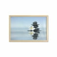 thumbnail image 1 of Spa Wall Art with Frame, Hot Massage Stones with Frangipani Plumera Reflection on the Waters, Printed Fabric Poster for Bathroom Living Room, 35" x 23", Pale Blue and Grey, by Ambesonne, 1 of 2