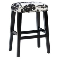 Drevy Walt 30" Wood Cow Print Bar Stool in Black