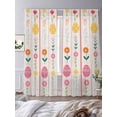 thumbnail image 3 of Spring Easter Sheer Curtains 108 Inch Length 2 Panels Set Window Treatments, Pink Yellow Vintage Eggs Floral Botanical Rod Pocket Semi Curtains for Living Room/Bedroom/Kitchen Décor, 104"W x 108"L, 3 of 7