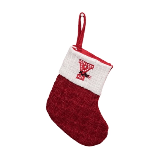 Christmas Decorations-Mini Stockings with Initials Christmas Stockings with 26 Letters Christmas Decorations Red Knitted Letters Embroidered Christmas Stockings