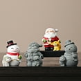thumbnail image 6 of Snowman Cat Figurines Christmas Resin Decor Cute Finger Statue Decorations Indoor Snowman Small Ornaments Centerpiece Winter Holiday New Year's Gifts Porch Office Desk Decor, 6 of 7