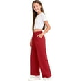 thumbnail image 6 of HAOTAGS Girls Sweatpants with Lace Trim(1-13), Elastic Waist with Side Pockets Long Pants Red 3-4Years, 6 of 7