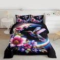 thumbnail image 2 of Homewish Animal Hummingbird Full Size Comforter Sets 3-Piece for Female Men,Boho Floral Moon Bedding Comforter Set,Chic Flowers Lightweight Bedding Sets,Microfiber Bedroom Decor,Reversible, 2 of 8