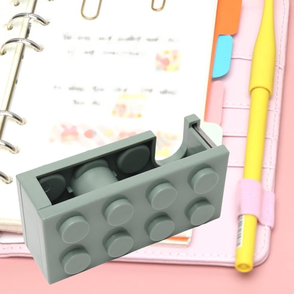 Tape Dispenser, Desk Tape Holder Stylish PP Material Practicality Cute Durable Building Block Shape for Office Green, Desktop Tape Dispenser