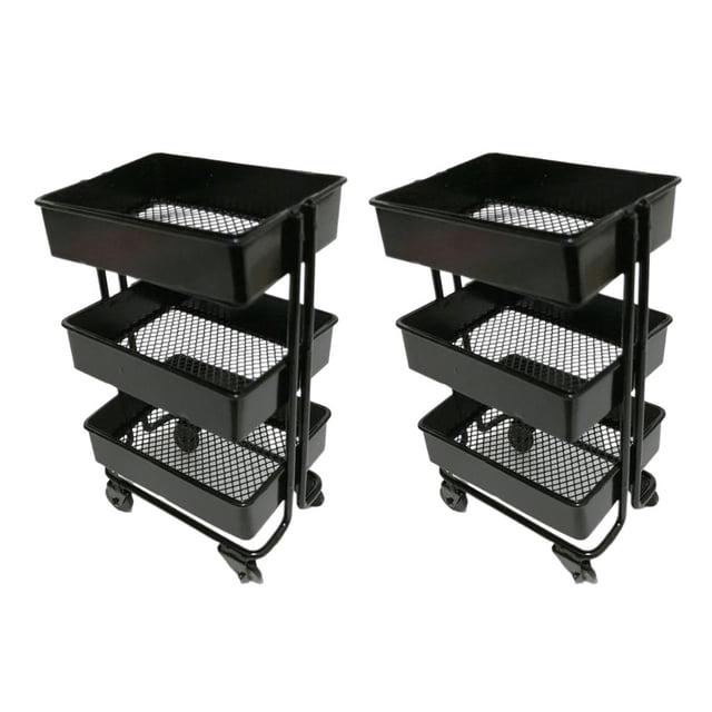 Estante de almacenamiento de 3 niveles Yotijar de hierro moderno 1/12 negro