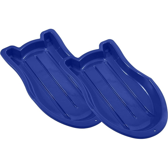 Superio Pack of 2 Toboggan Snow Sleds for Kids and Adults, 37" Plastic Sleds with Pull Ropes and Handles