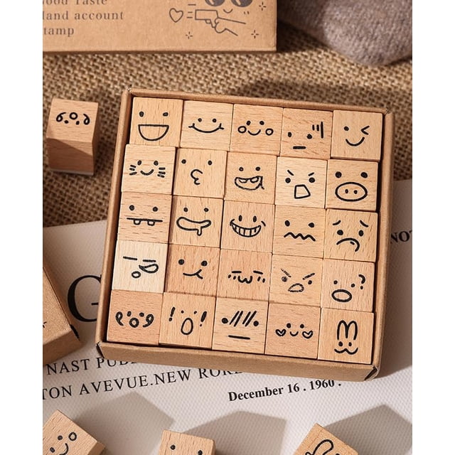 Juego de sellos de goma Sweetdeer Cute Emoji, 25 unidades, para manualidades