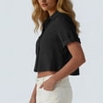thumbnail image 4 of Mifsaly Cotton Linen Crop Shirt for Women Short Sleeve Button Down Shirts Lightweight Loose Casual Cropped Tops Office Work Vacation Outfits XXXL, 4 of 7
