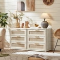 thumbnail image 3 of 2 Pack Leyaoyao Boho 3-Drawer Dresser, Rattan Nightstand & End Table, Modern Chest of Drawers for Bedroom, Living Room, Hallway, Grey White, 3 of 9