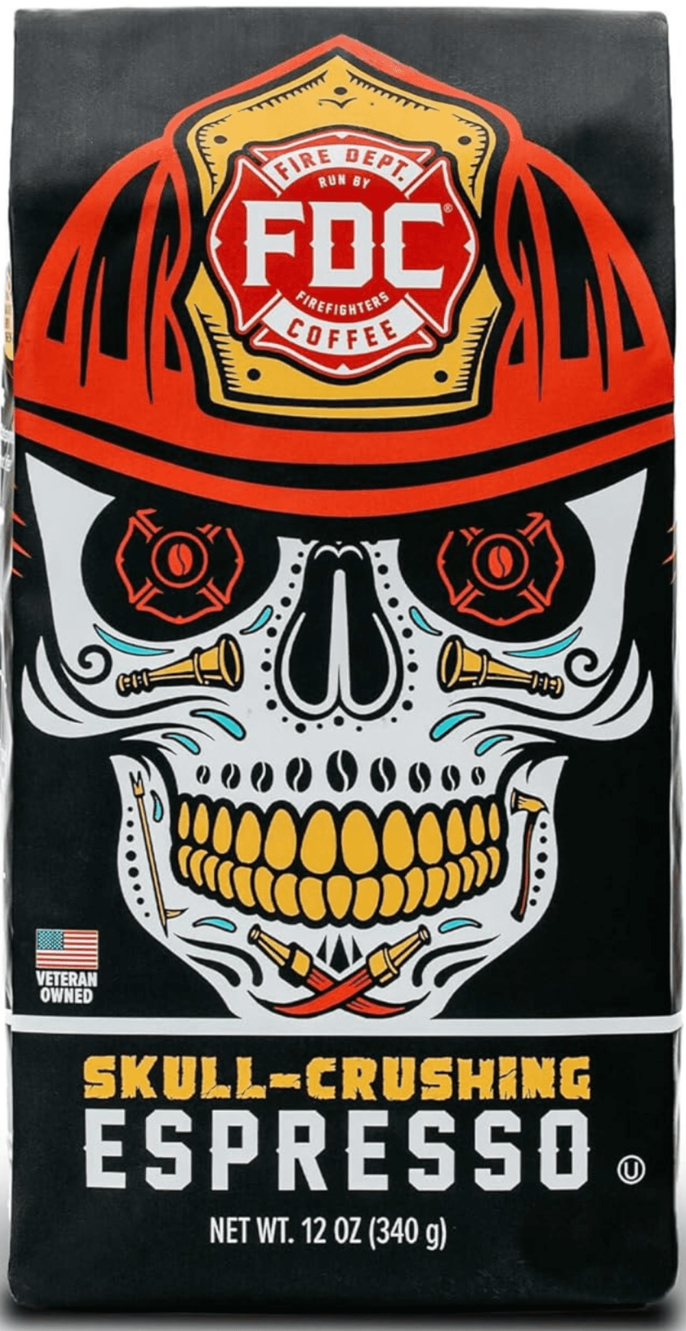 Fire Department Coffee Skull-Crushing Espresso Dark Roast Premium Ground Coffee, 12 oz