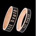 thumbnail image 2 of 6mm & 4mm Wide Til Death Black Enamel Band Ring, Pair Set of Til Death Ring for Men and Women, Gift for Couple, Promise Ring - 925 Silver, 2 of 3