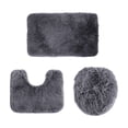 thumbnail image 1 of Bathroom Rug Mat Set, 3-Piece Solid Color Soft Absorbent Shower Floor Mat with U-Shaped Contour and Toilet Seat Cover, Machine Washable Non-Slip Bath Rug, 1 of 6
