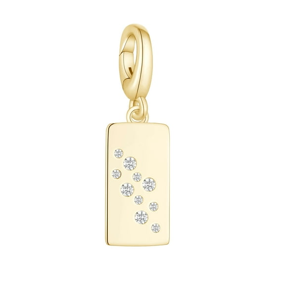 Brilliance Fine Jewelry Simulated Diamonds Rectangle Charm in 14KT Gold Plated Sterling Silver