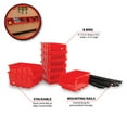 thumbnail image 2 of Performance Tool W5197 – 8 Piece Small Stackable Plastic Storage Bins with Wall Mount Rails, Interlocking Organizer Trays for Garage, Workshop, Home or Office – Red, 2 of 4