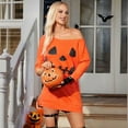 thumbnail image 6 of BOOHIT Halloween Women Pumpkin Costume Sexy Dress 3/4 Sleeve Off Shoulder Spooky Long Shirts (XL), 6 of 7